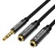 CABLE AUDIO ESTEREO JACK 3.5/M 2xJACK 3.5/H 0.3 M NEGRO VENTION